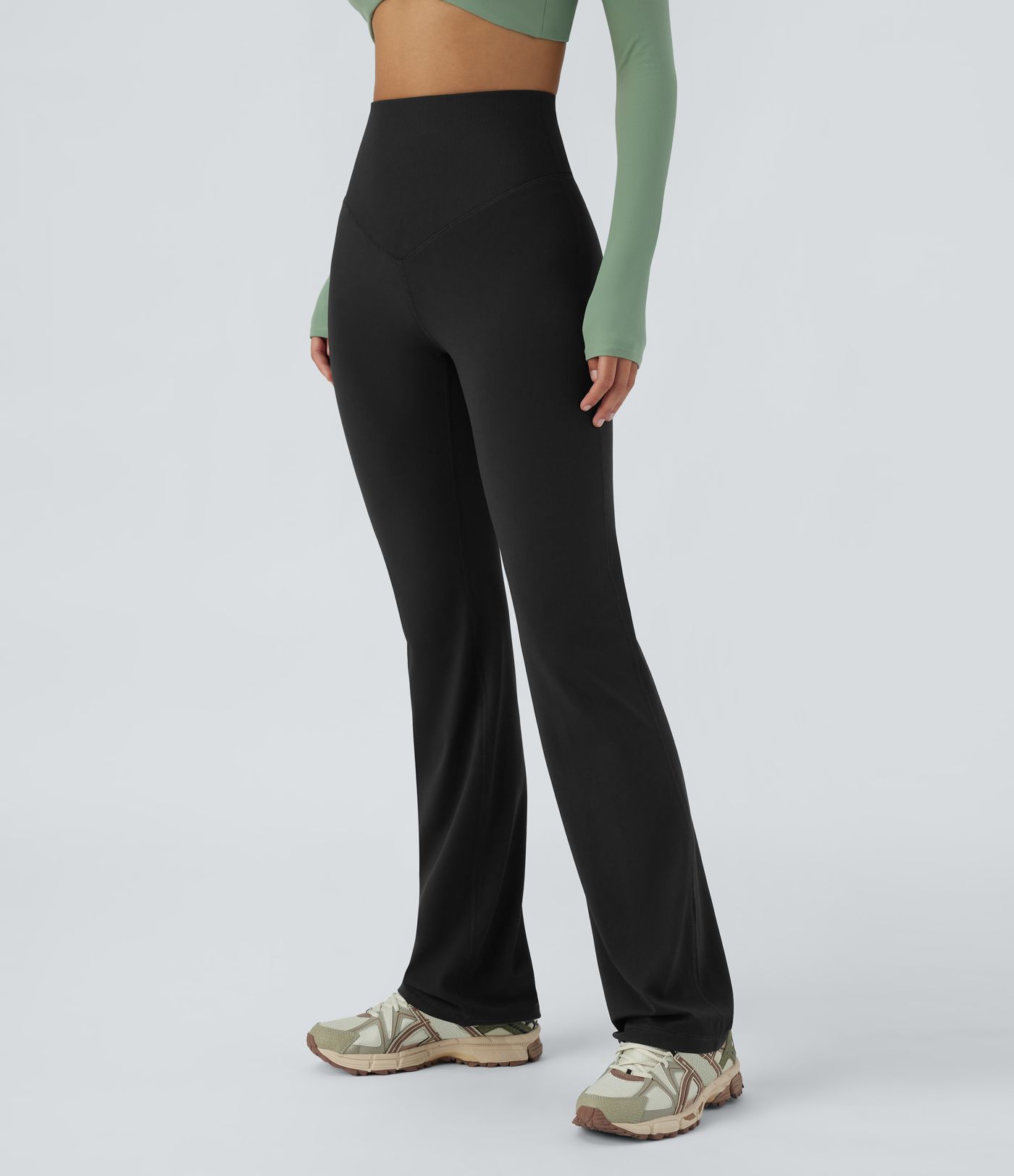 SoCinched Ribbed Yoga Leggings with High Waist, Tummy Control, and Bootcut