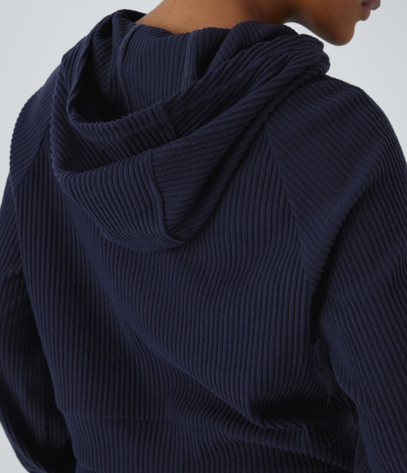 Ribbon Knit Hooded Long Sleeve Split Casual Sweatshirt