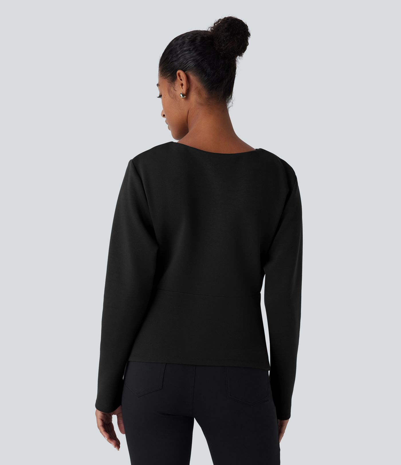 Round Neck Long Sleeve Relaxed Work Top