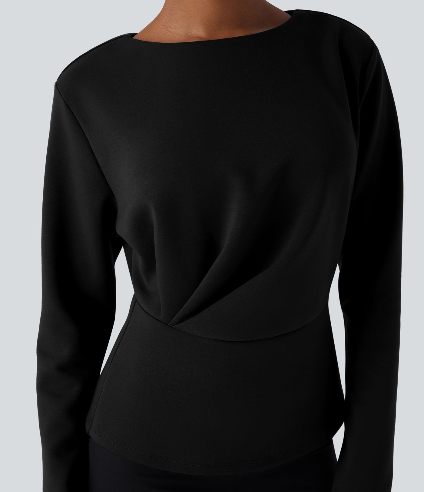 Round Neck Long Sleeve Relaxed Work Top