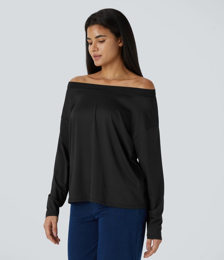 Off Shoulder Long Sleeve Casual Top