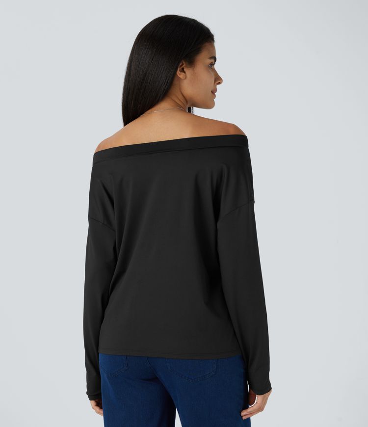 Off Shoulder Long Sleeve Casual Top