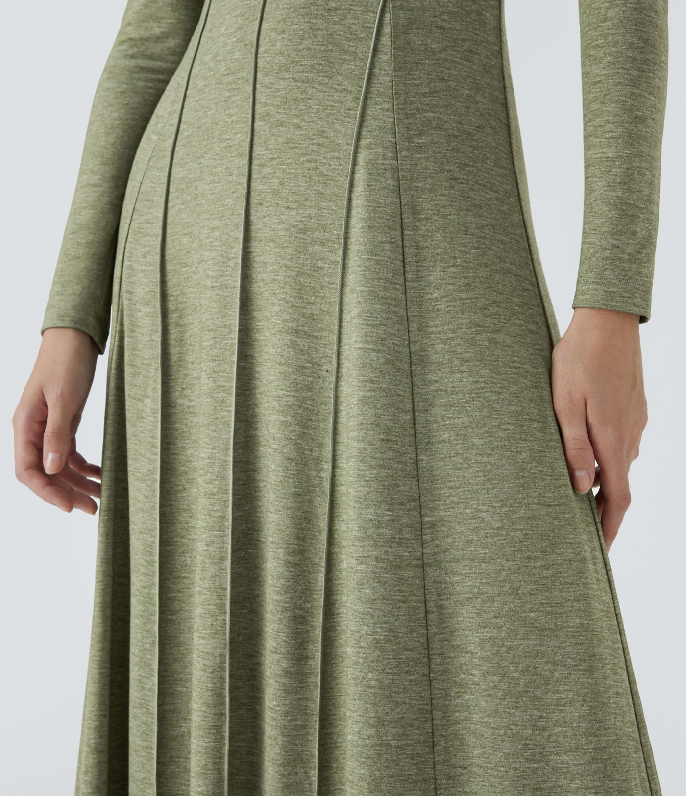 Vestido largo acampanado manga larga muesca