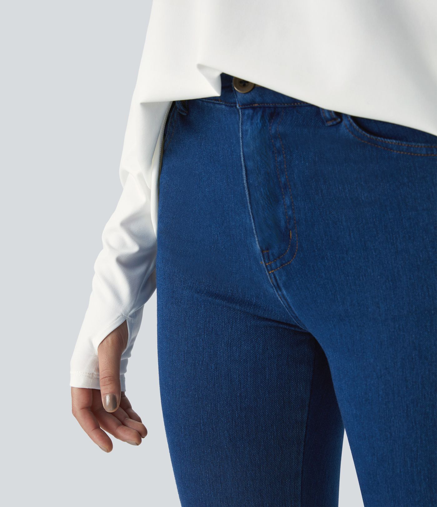 Cut Out Oblique Shoulder Thumb Hole High Low Oversize Casual Top