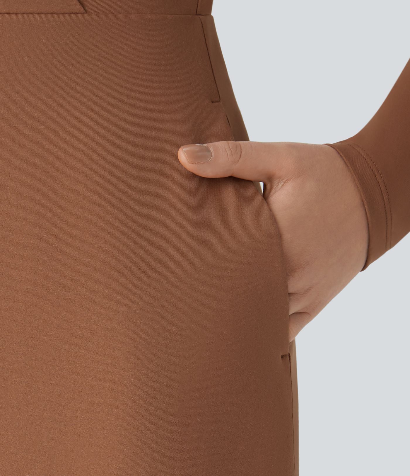 Asymmetric V Neck Long Sleeve Side Pocket Layered Hem Maxi Bridesmaid and Wedding Guest Dress