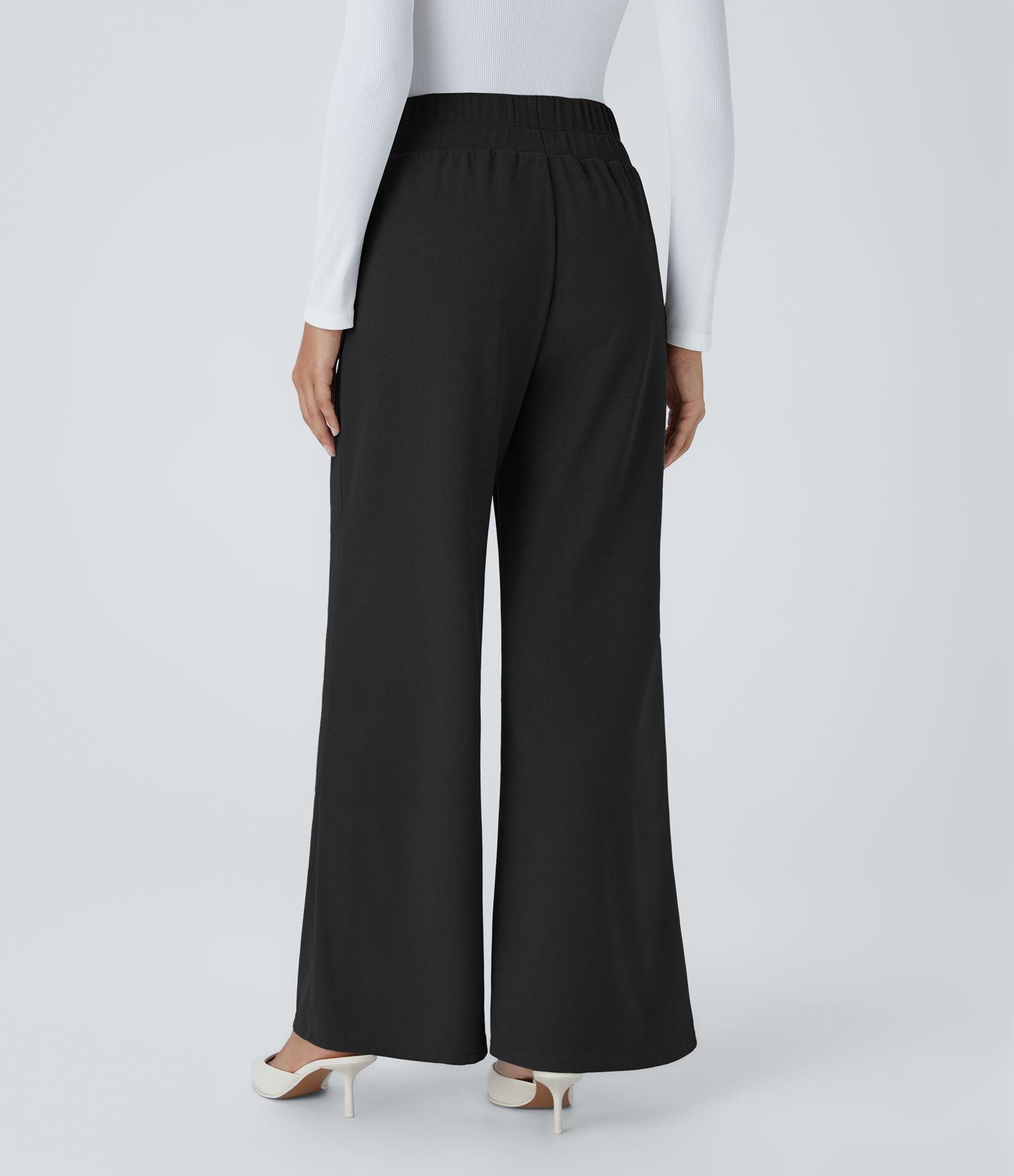 Halara Flex™ High Waisted Wide Waistband Pocket Wide Leg Waffle Work Pants