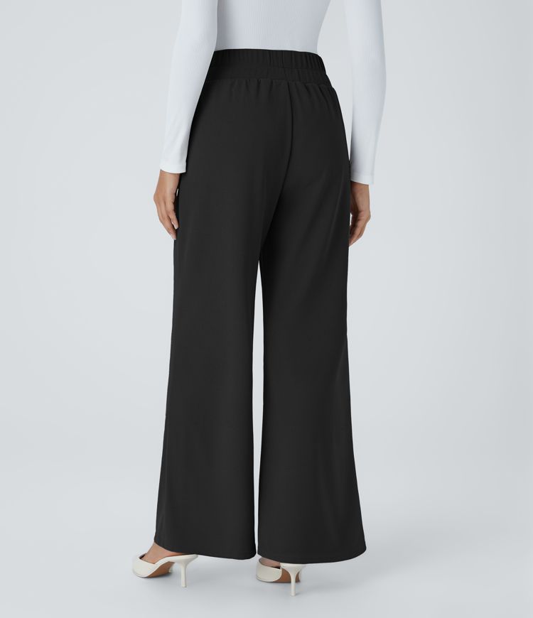 Halara Flex™ High Waisted Wide Waistband Pocket Wide Leg Waffle Work Pants