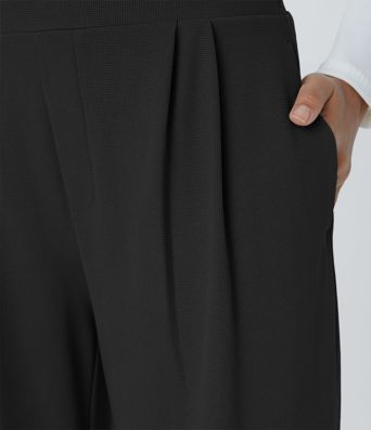 Halara Flex™ High Waisted Wide Waistband Pocket Wide Leg Waffle Work Pants