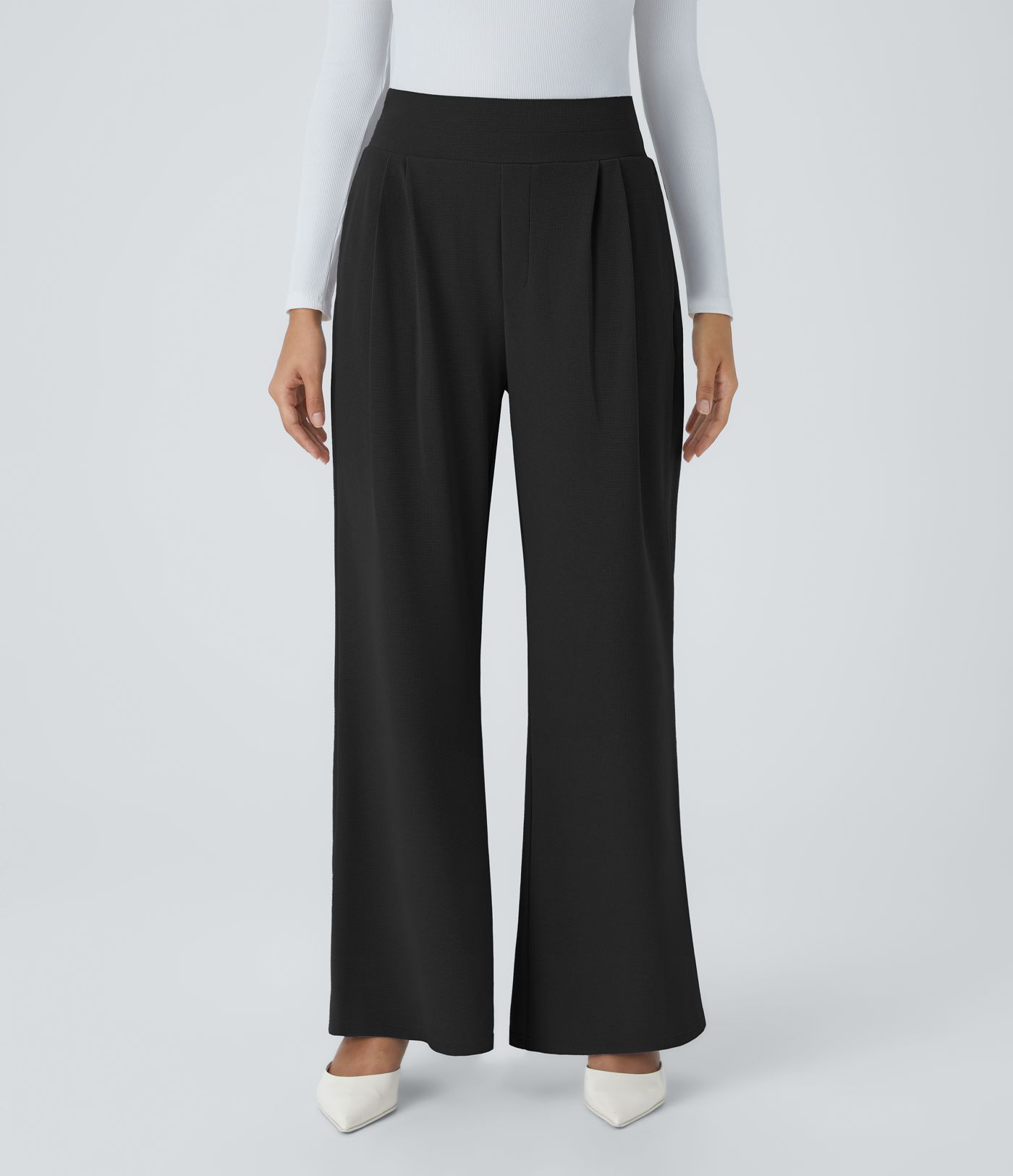 Halara Flex™ High Waisted Wide Waistband Pocket Wide Leg Waffle Work Pants