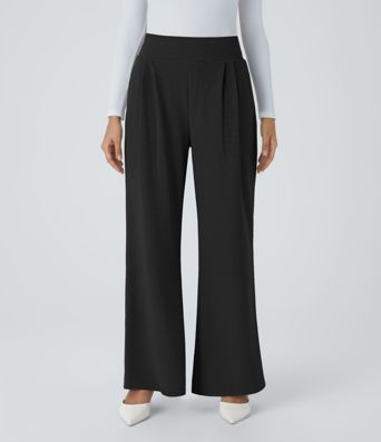 Halara Flex™ High Waisted Wide Waistband Pocket Wide Leg Waffle Work Pants