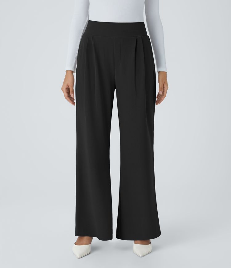 Halara Flex™ High Waisted Wide Waistband Pocket Wide Leg Waffle Work Pants