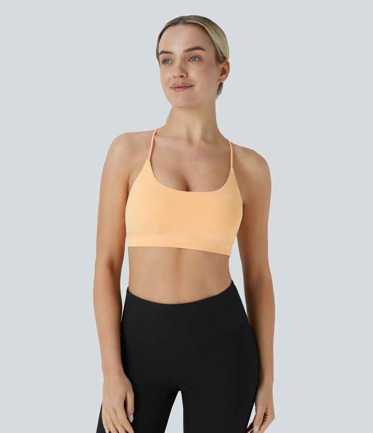 Brassière de Sport pour Yoga à Faible Maintien, Encolure en U, Dos Nu avec Bretelles Croisées