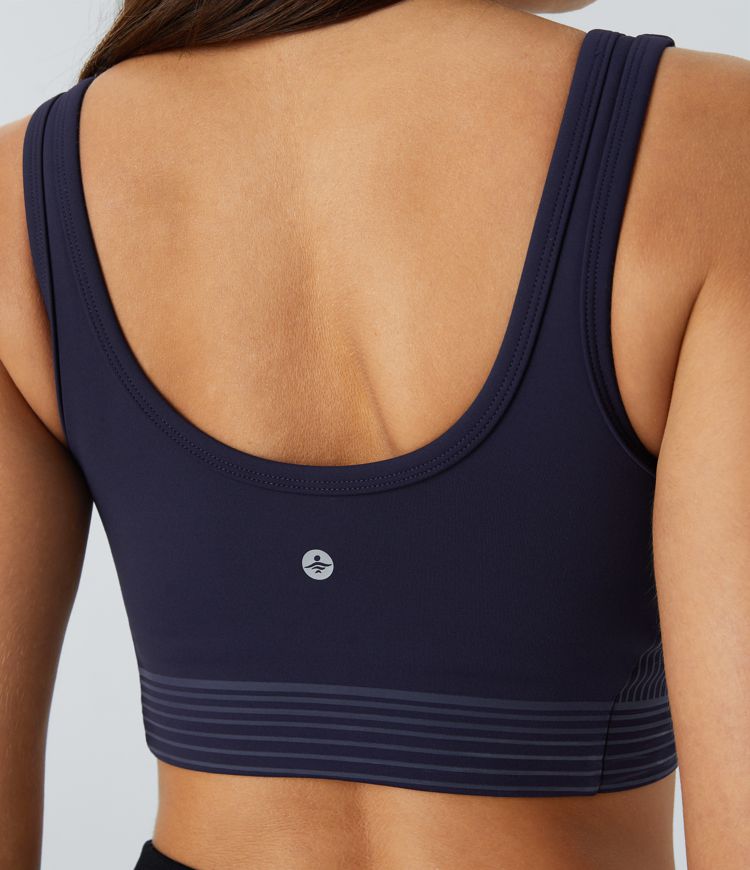 Sujetador SpeedWave™ deportivo entrenamiento secado rápido rayas sin espalda cuello U sujeción media