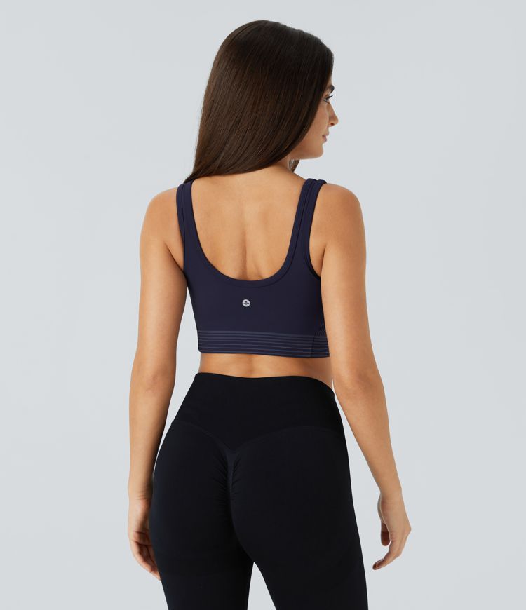 Sujetador SpeedWave™ deportivo entrenamiento secado rápido rayas sin espalda cuello U sujeción media