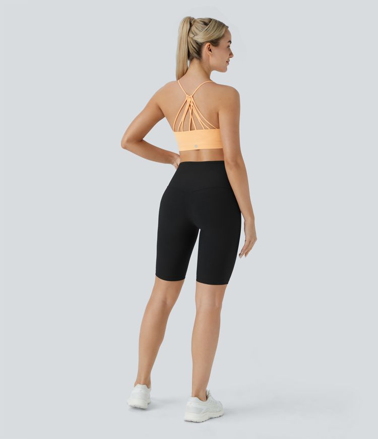 Brassière de Sport pour Yoga à Faible Maintien, Encolure en U, Dos Nu avec Bretelles Croisées
