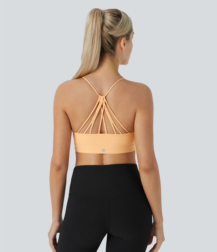 Brassière de Sport pour Yoga à Faible Maintien, Encolure en U, Dos Nu avec Bretelles Croisées