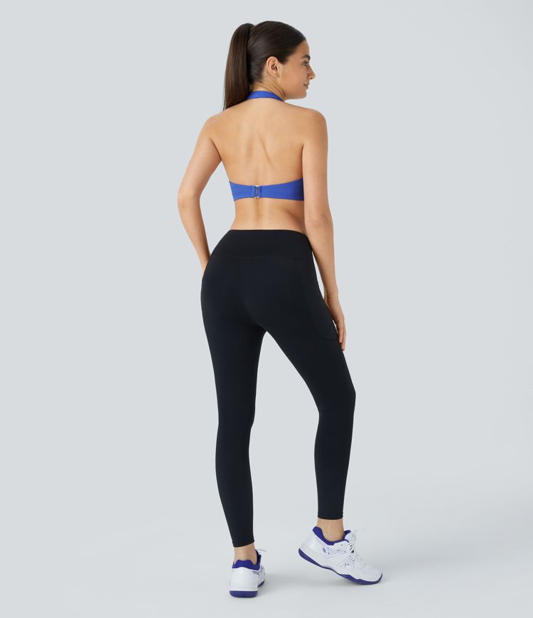 Brassière de sport et yoga Softlyzero™ Plush à dos nu, tour de cou et fermeture G, maintien léger