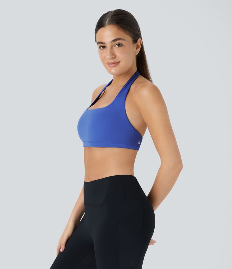 Softlyzero™ Plush Low Support Halter Backless G-Hook Yoga Sports Bra