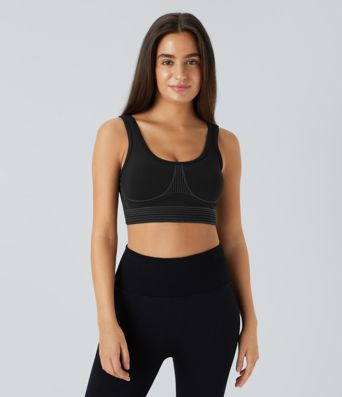 SpeedWave™ brassière de sport à maintien moyen, encolure en U, rayée et à séchage rapide
