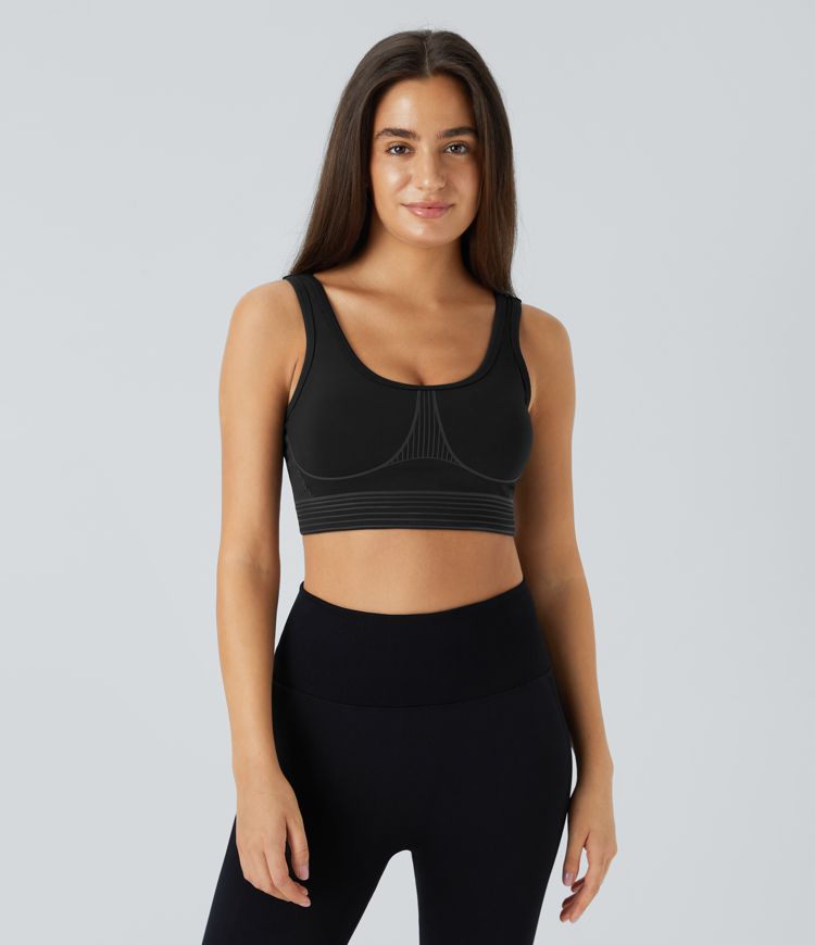 SpeedWave™ brassière de sport à maintien moyen, encolure en U, rayée et à séchage rapide