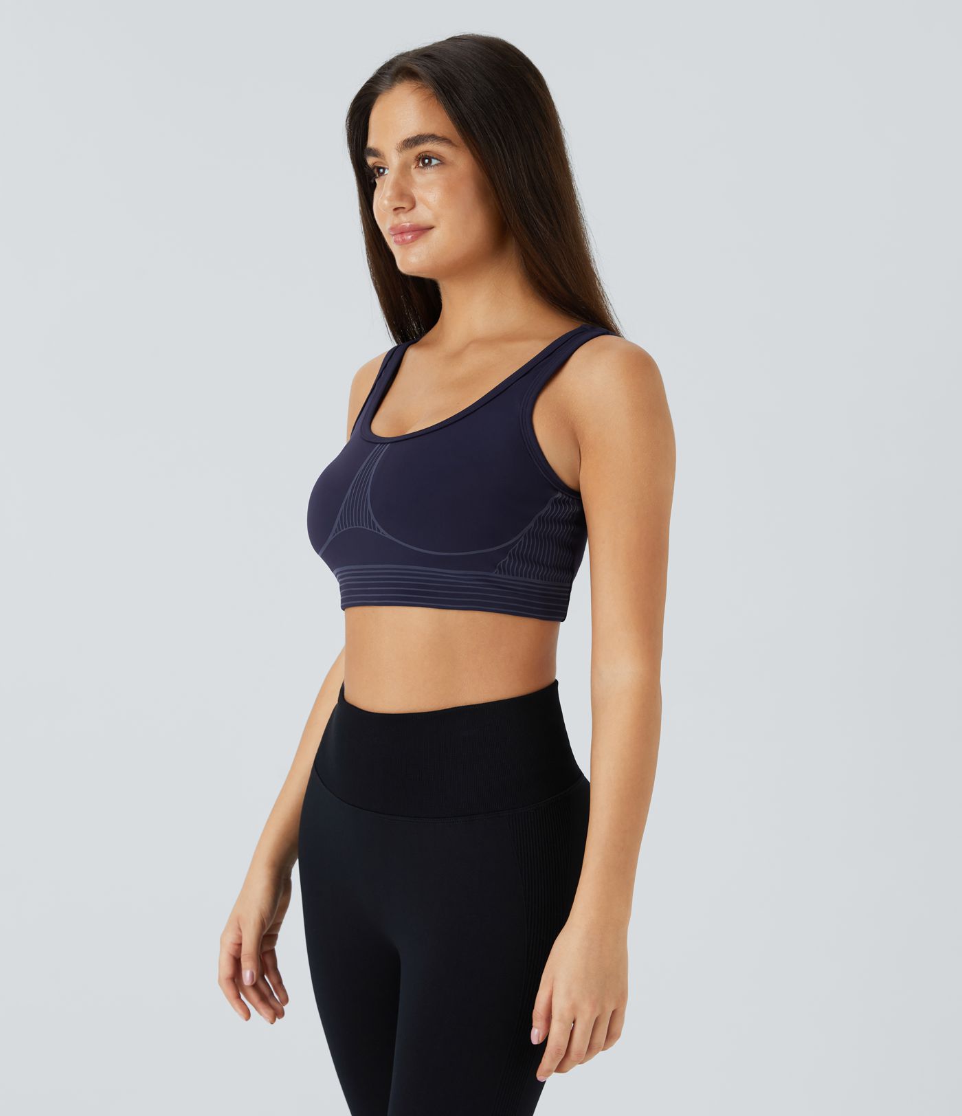 SpeedWave™ Medium Support U Neck Striped Quick Dry Workout Sports Bra