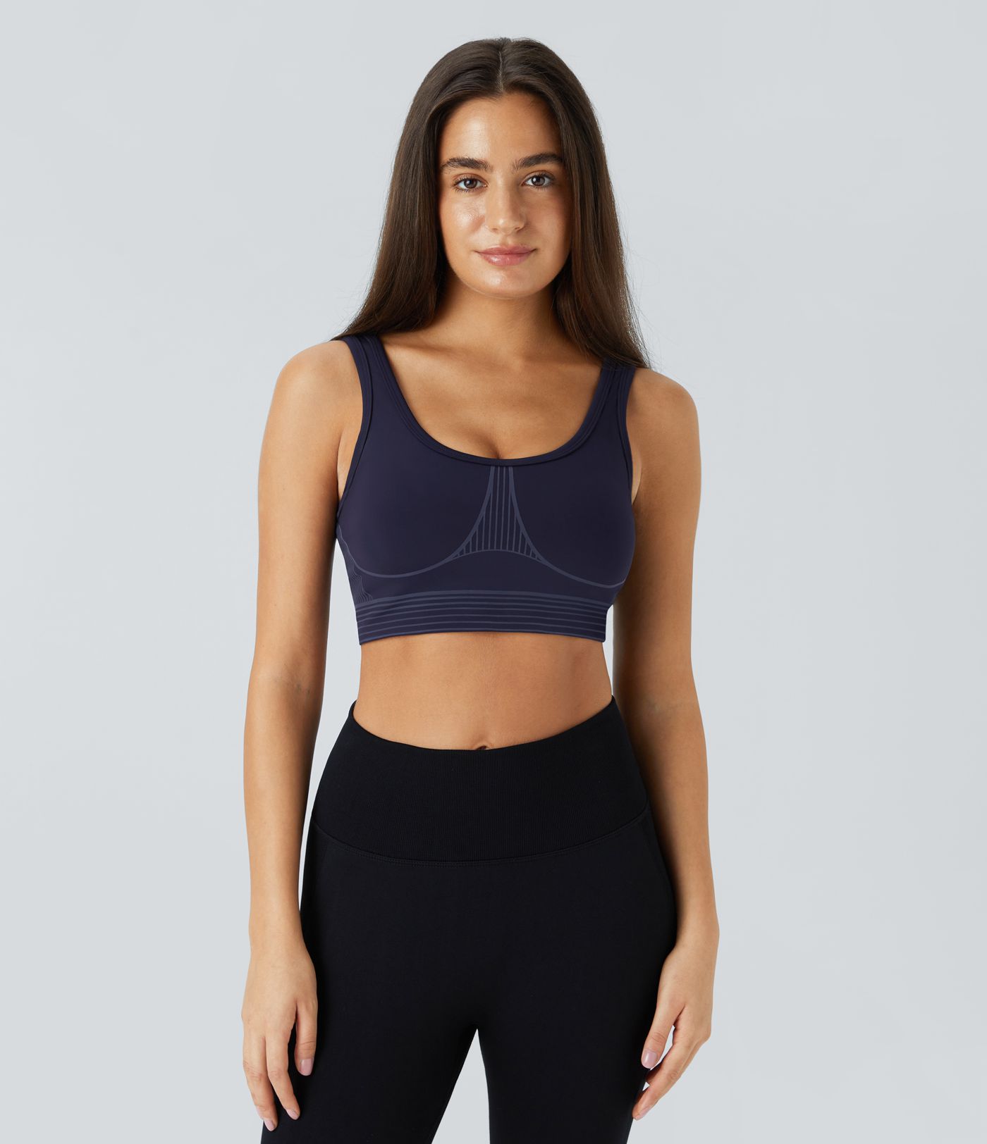 SpeedWave™ Medium Support U Neck Striped Quick Dry Workout Sports Bra