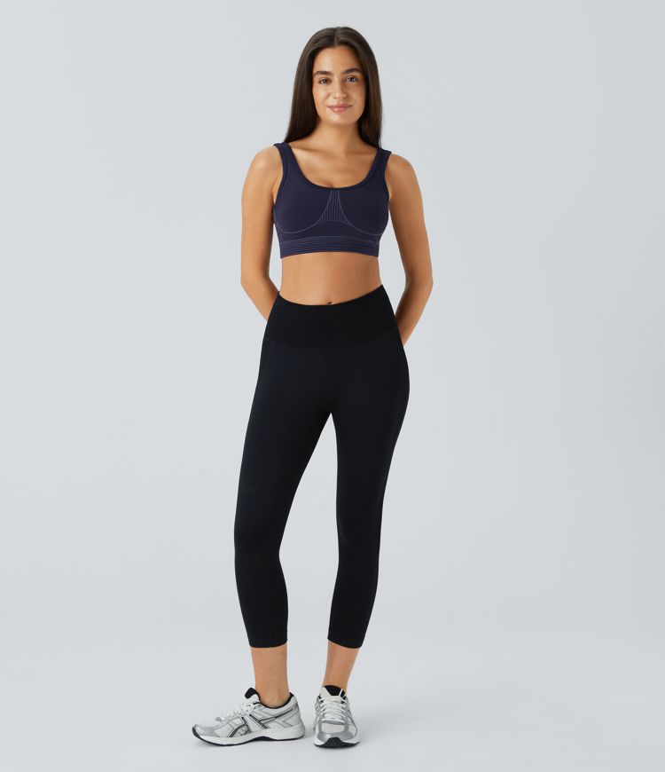 Sujetador SpeedWave™ deportivo entrenamiento secado rápido rayas sin espalda cuello U sujeción media