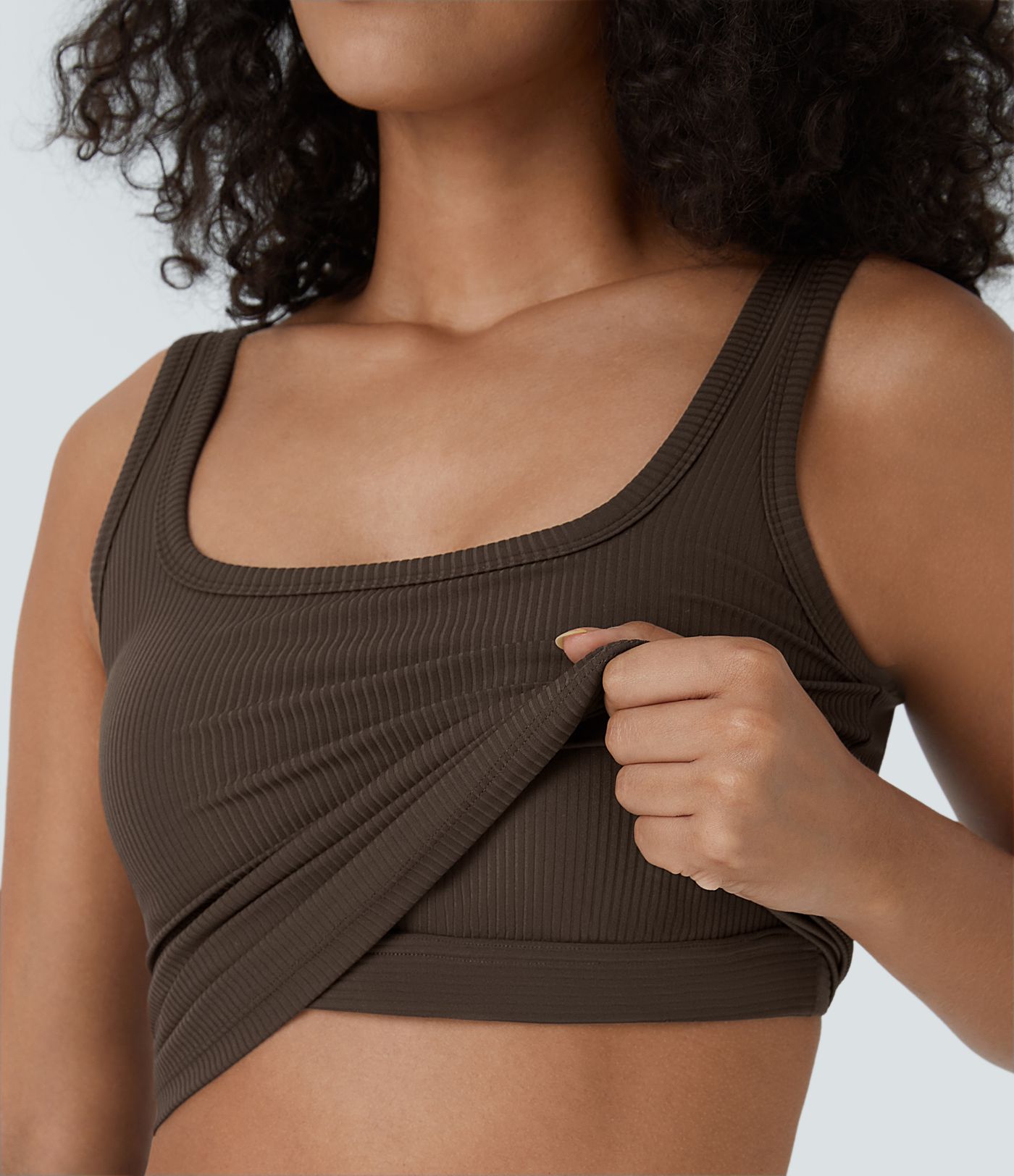 Ribbed U Neck Backless 2-in-1 Skinny Yoga Tank Vest Top