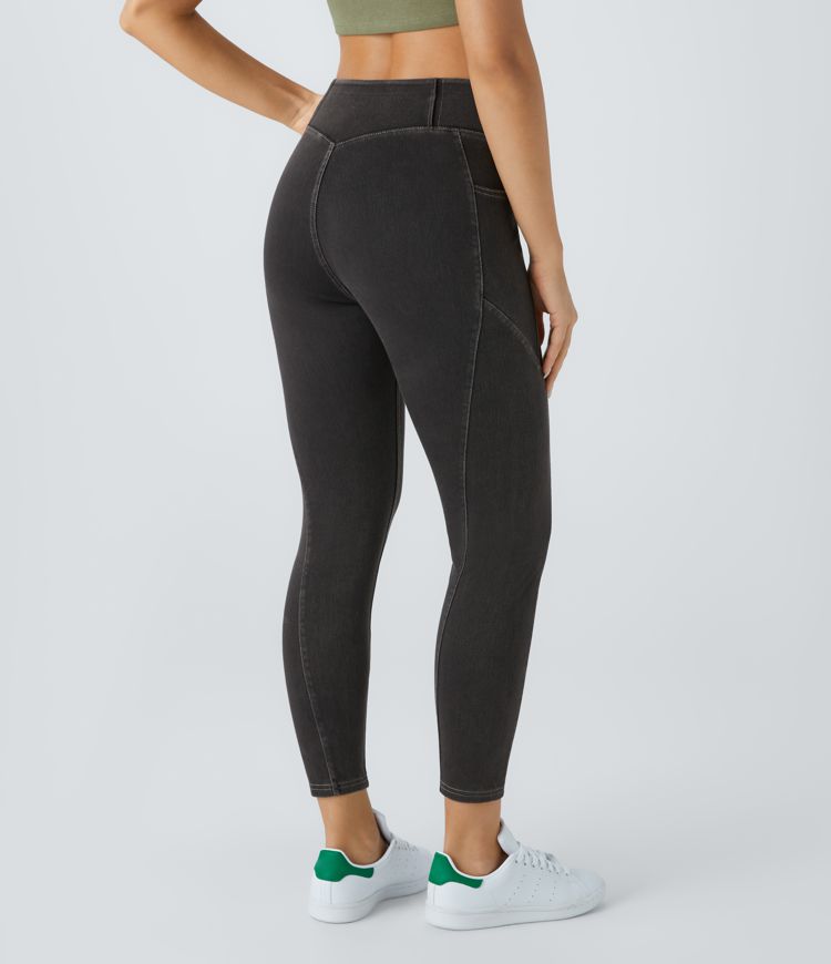 Halara Flex™ High Waisted Side Pockets Stretchy Knit Denim Casual 7/8 Leggings