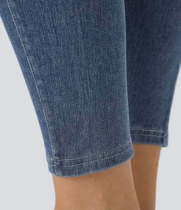 Halara Flex™ High Waist Side Pocket Stretch Knit Denim Casual 7/8 Leggings