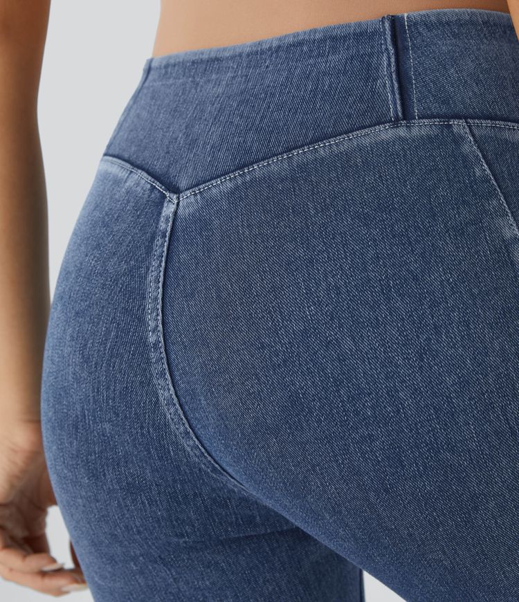 Halara Flex™ High Waist Side Pocket Stretch Knit Denim Casual 7/8 Leggings