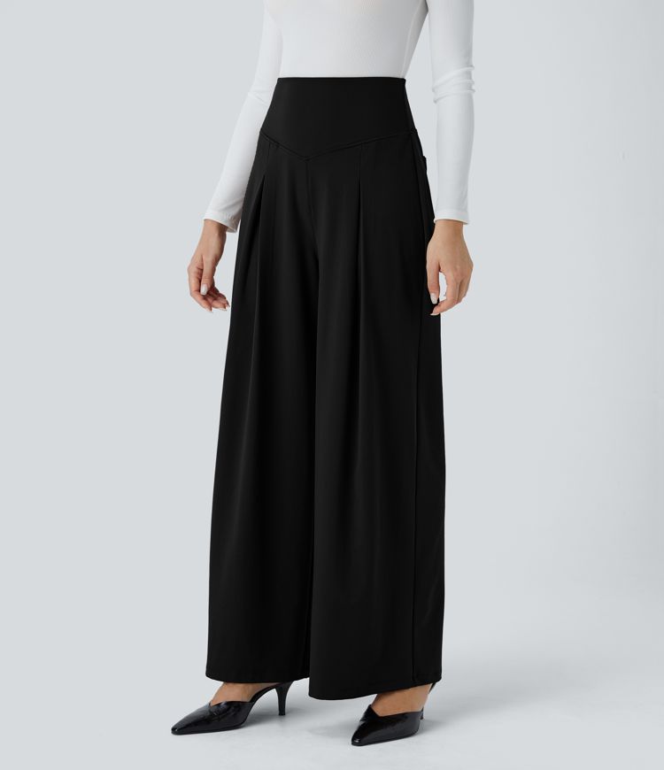 Halara Flex™ Super High Waisted Tummy Control Pockets Wide Leg Work Pants