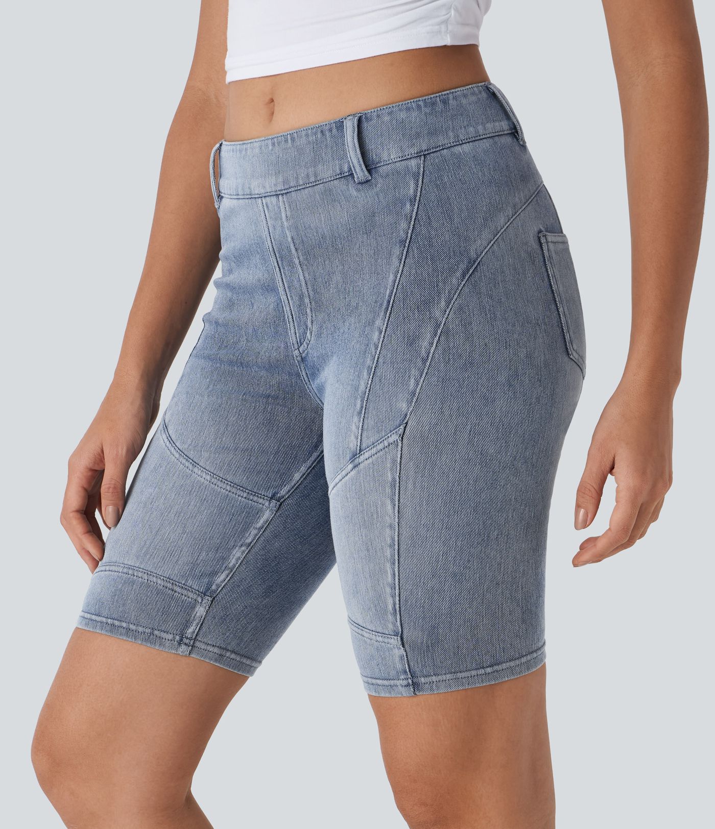 Halara Flex™ Lässige, dehnbare Skinny-Shorts mit mittelhohem Bund und Gesäßtasche - 22,9 cm