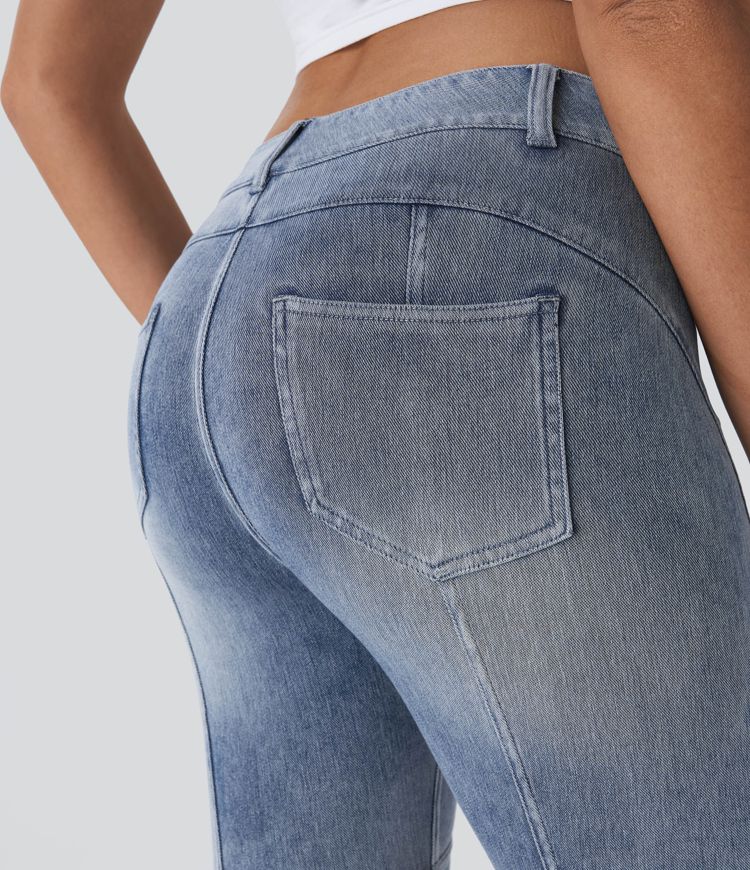 Halara Flex™ Mid-Rise Back Pocket Skinny Stretch Knit Denim Casual Shorts 9''