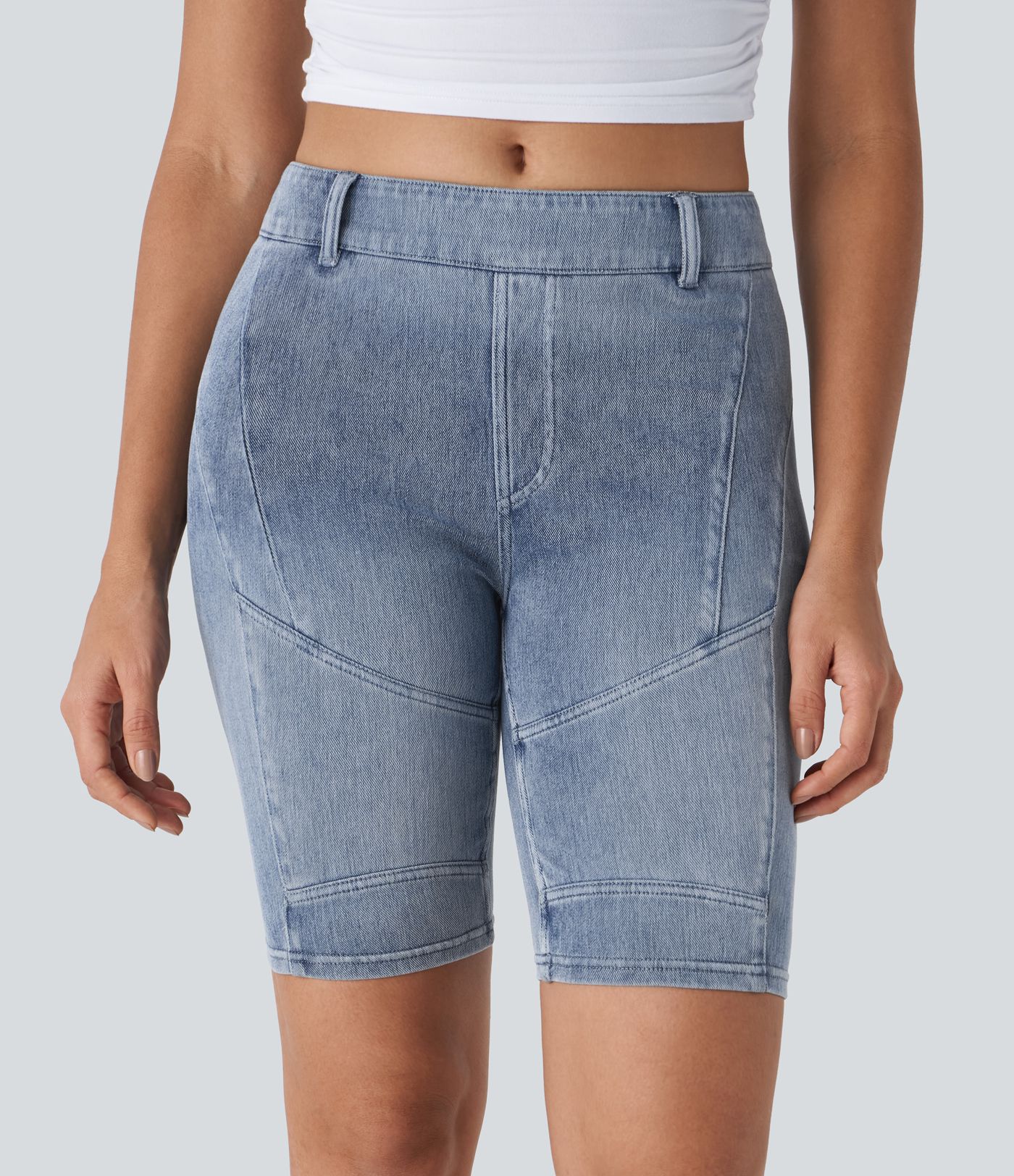 Halara Flex™ Lässige, dehnbare Skinny-Shorts mit mittelhohem Bund und Gesäßtasche - 22,9 cm