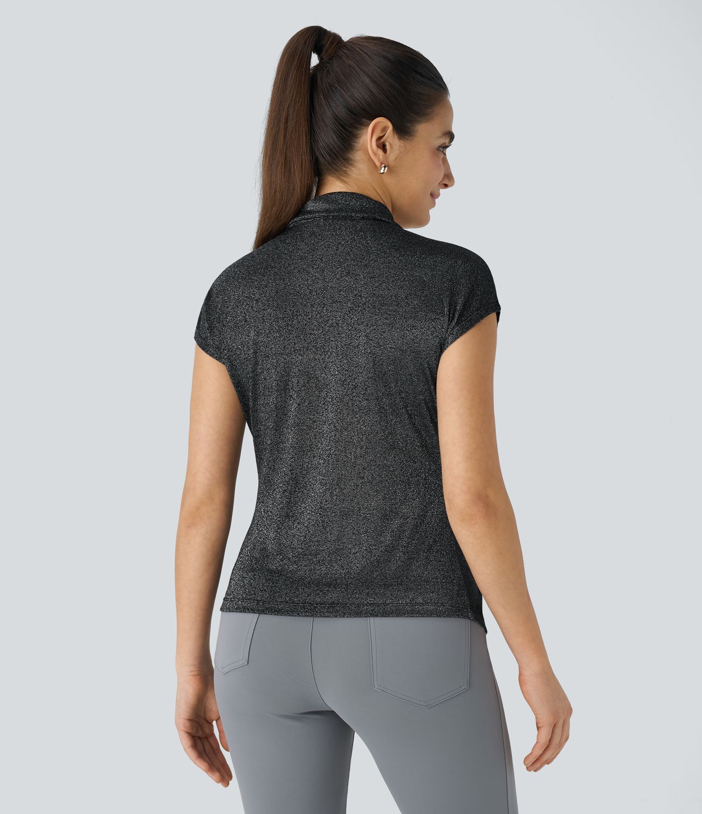 Arbeits-Bluse mit Flügelärmeln und Glanz-Effekt