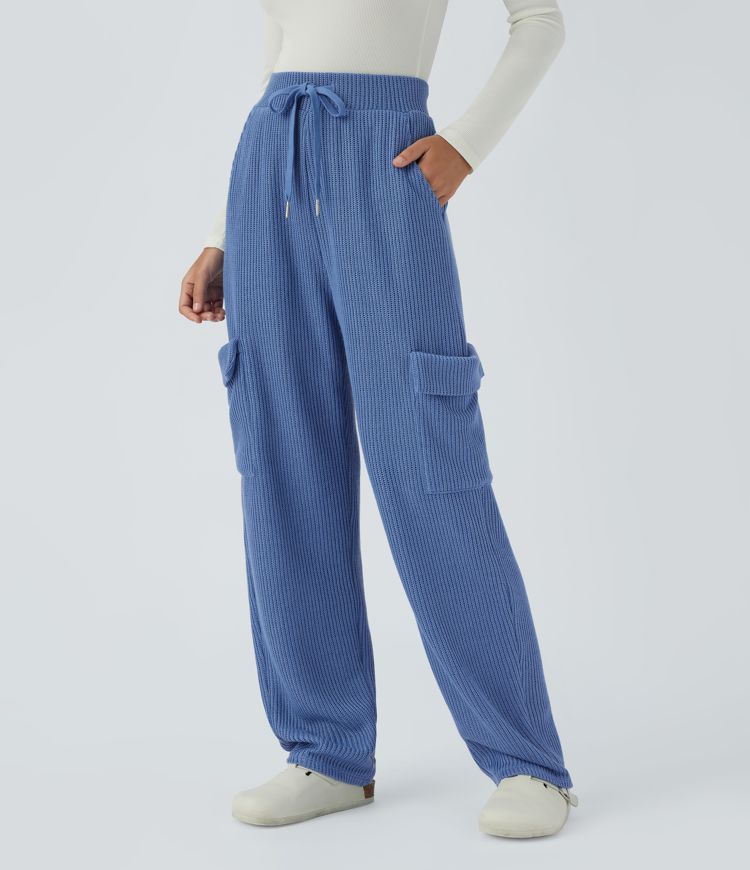 Pantalón tiro alto múltiple bolsillo cordón