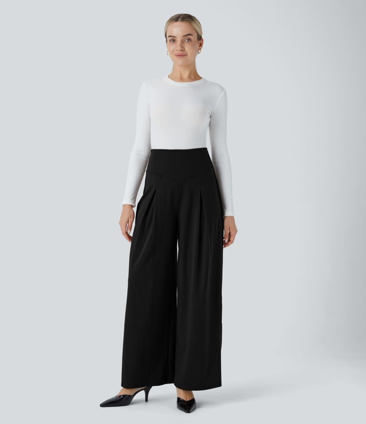 Halara Flex™ Super High Waisted Tummy Control Pockets Wide Leg Work Pants