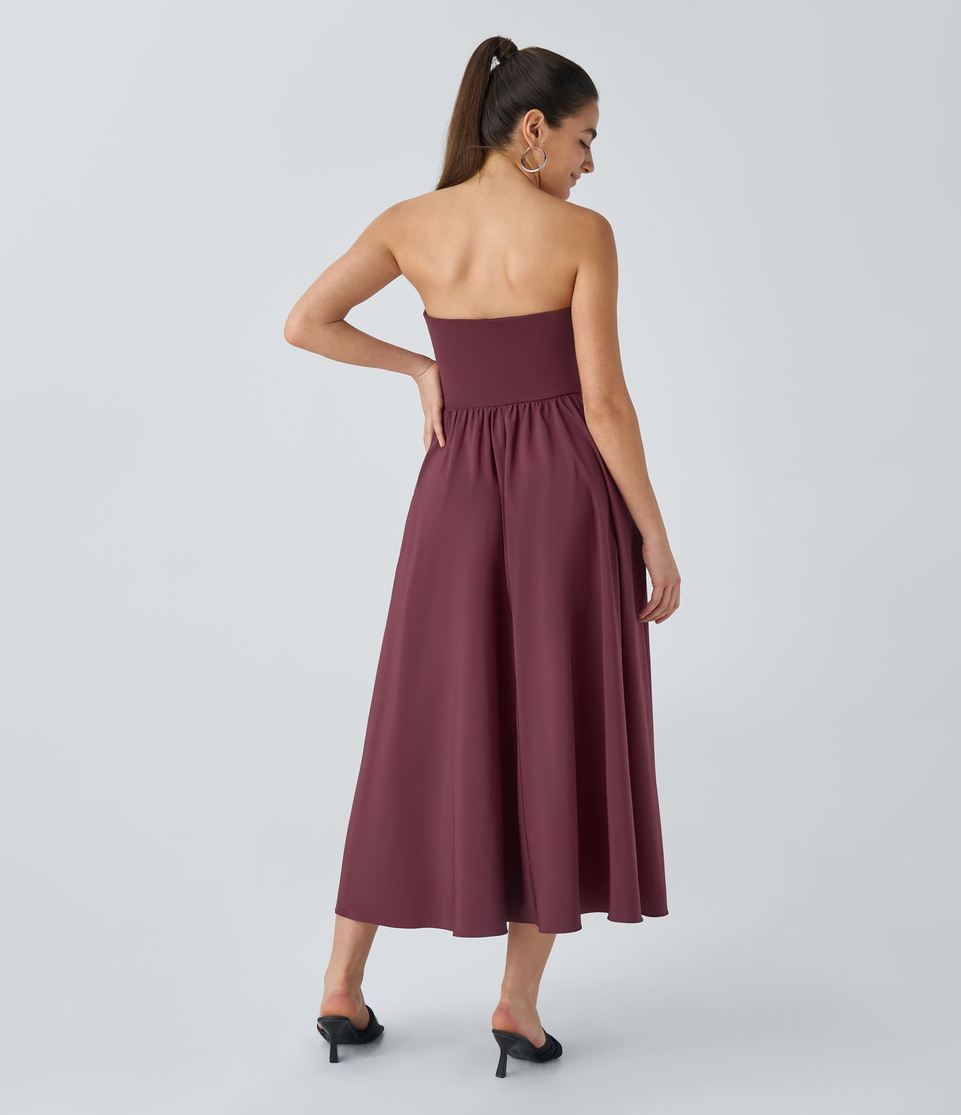 Breezeful™ Fließendes Midi-Partykleid mit ausgestelltem Bein und Seitentaschen - schnelltrocknend