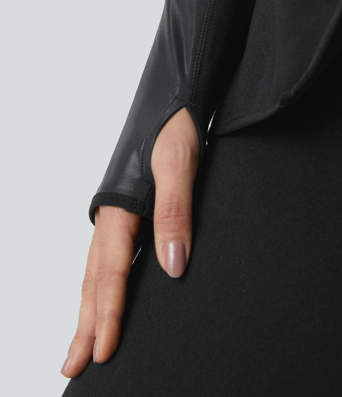 Waterfall Thumb Hole Pocket Patchwork Work Jacket