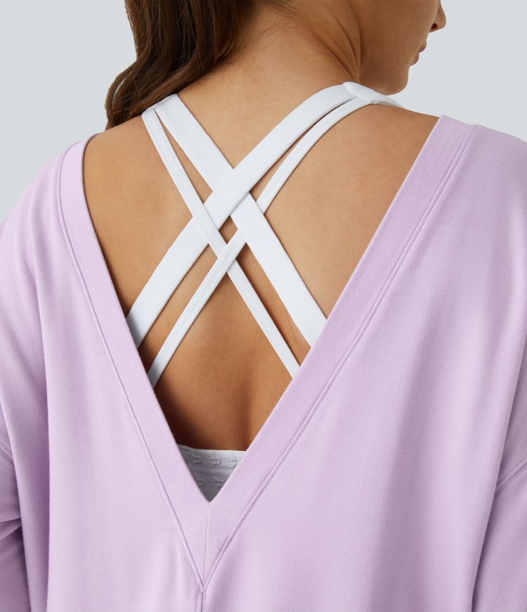 Short Sleeve Backless Side Pocket Casual Tee Jumpsuit