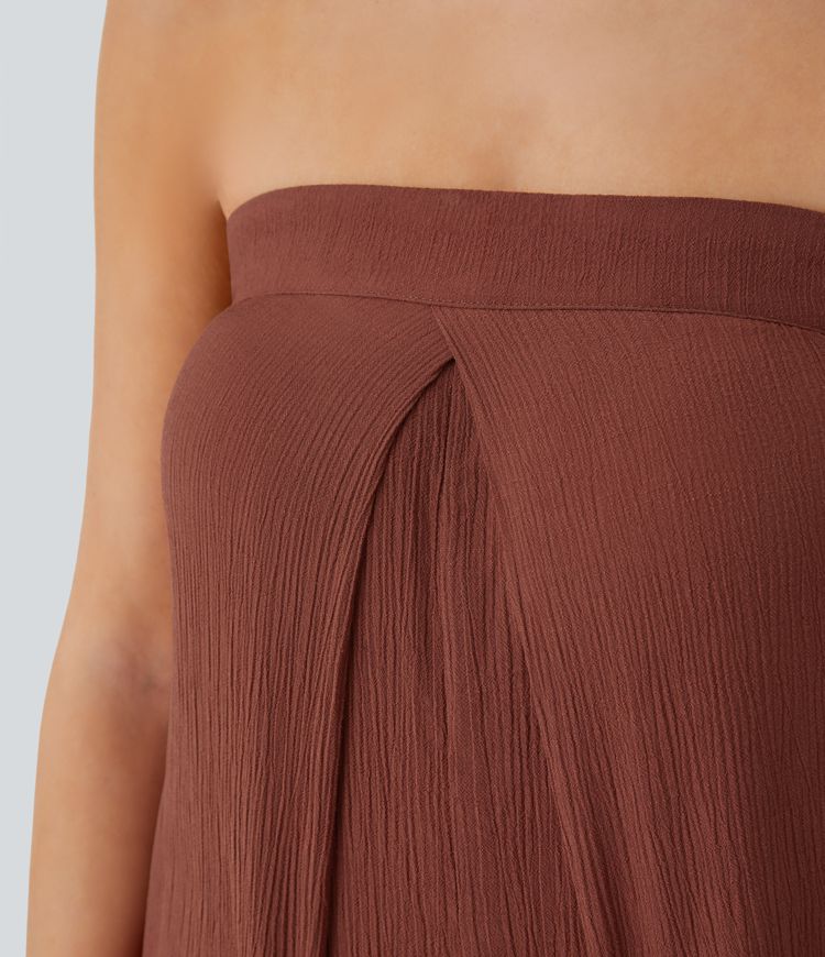 Combinaison Large à Jambes Larges avec Dos Smocké à Nouer pour Resort