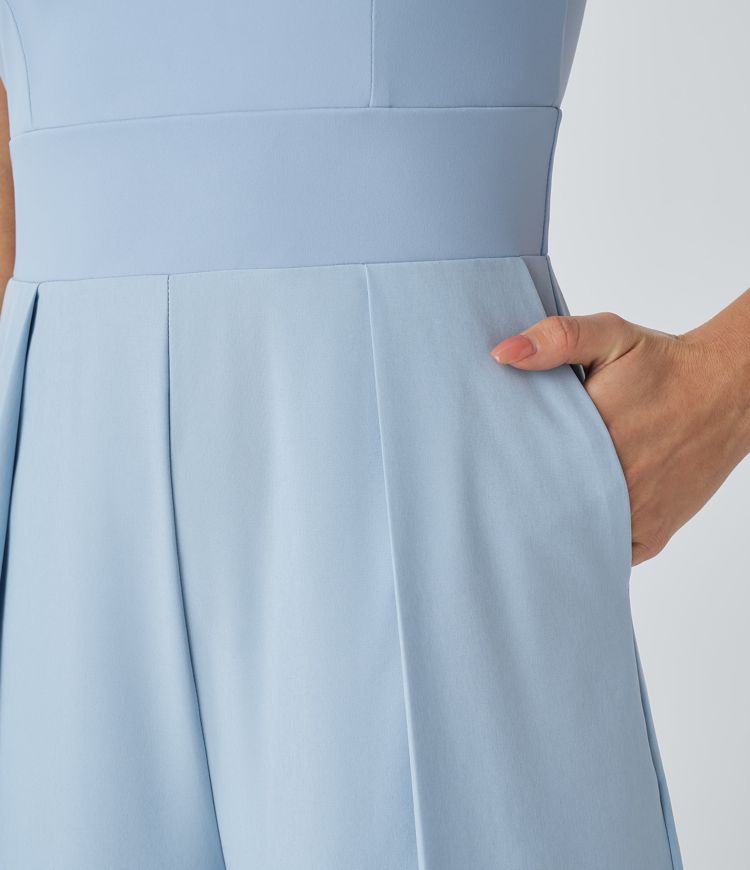 Breezeful™ V Neck Sleeveless Pocket Wide Leg Quick Dry Casual Jumpsuit