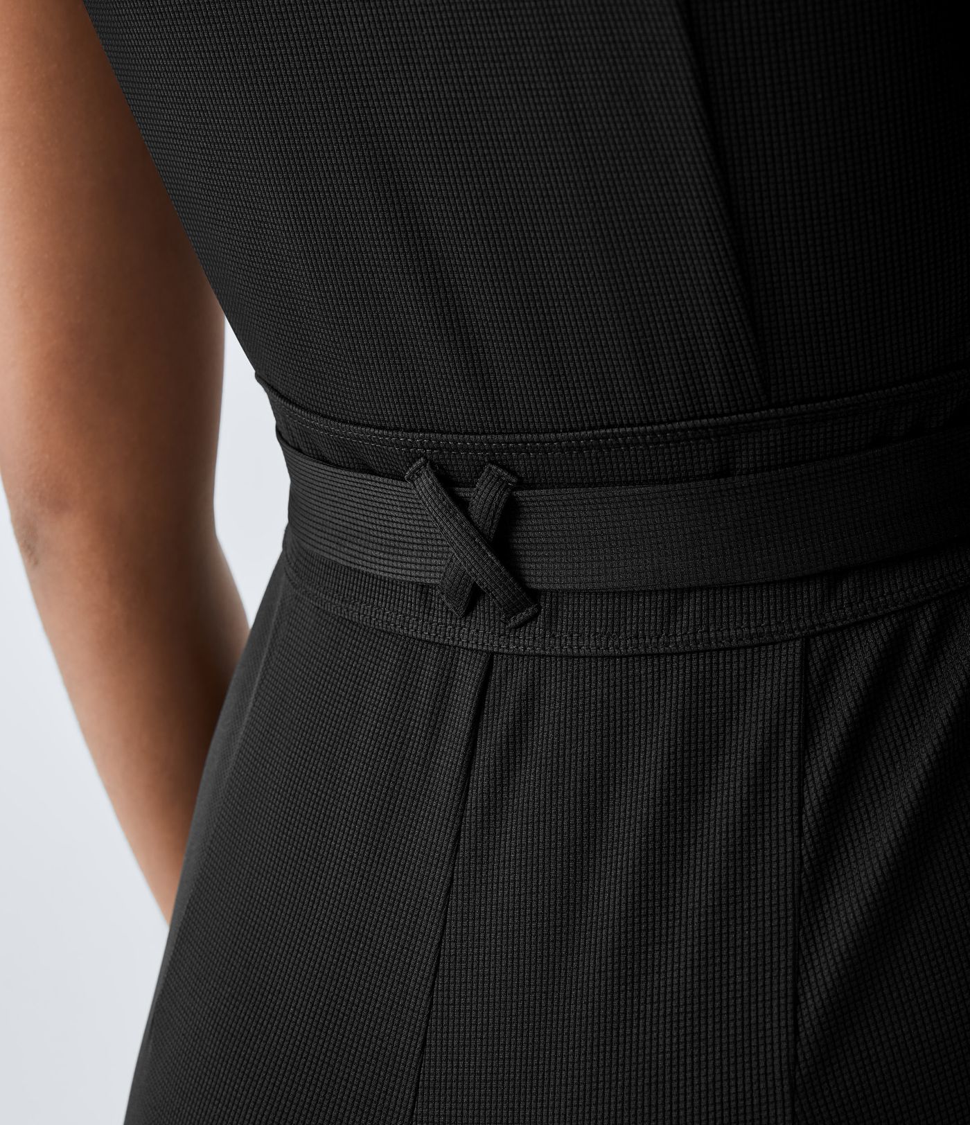 V Neck Belted Pocket Waffle Casual Jumpsuit