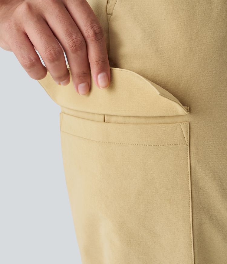 Mono jogger cargo cuello sin mangas botón cordón múltiple bolsillo