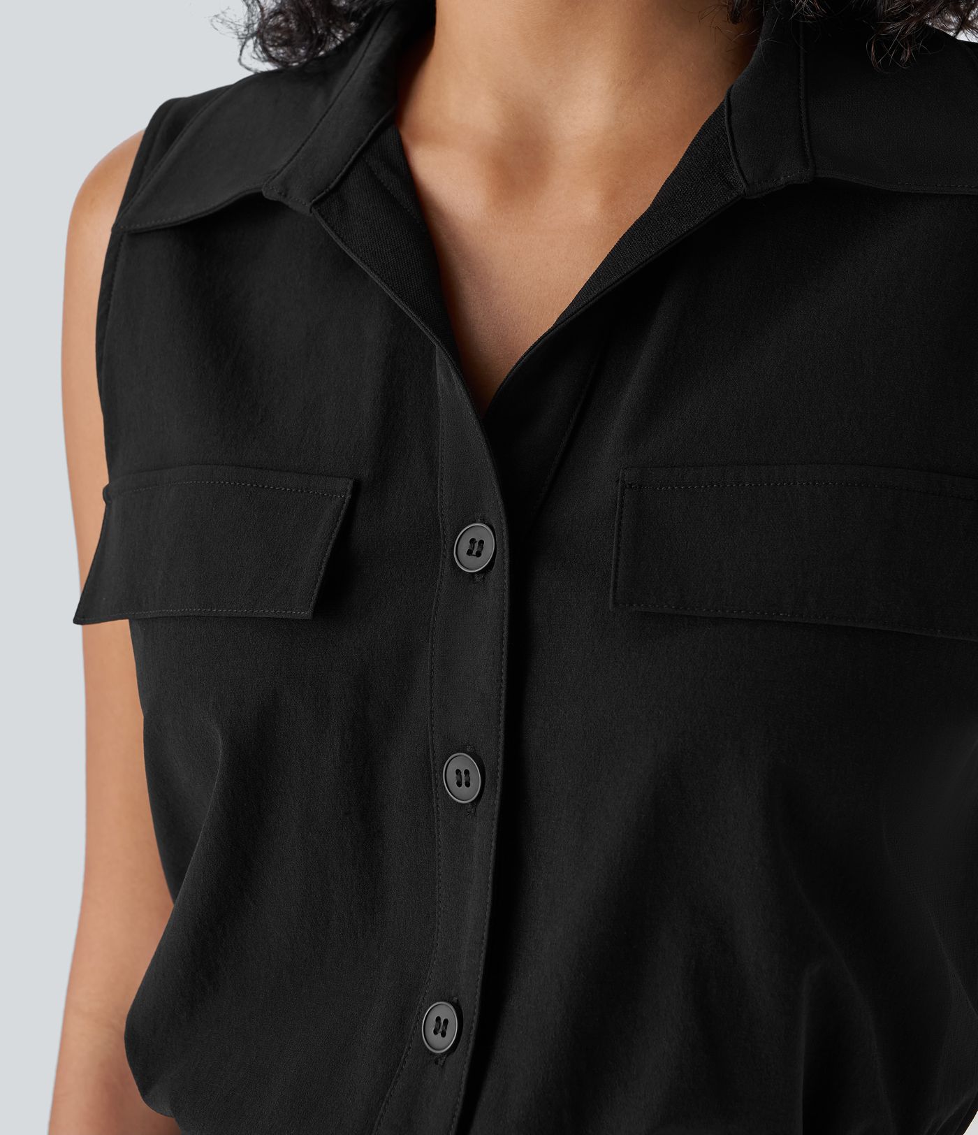 Sleeveless Drawstring Pockets Casual Cargo Jogger Jumpsuit