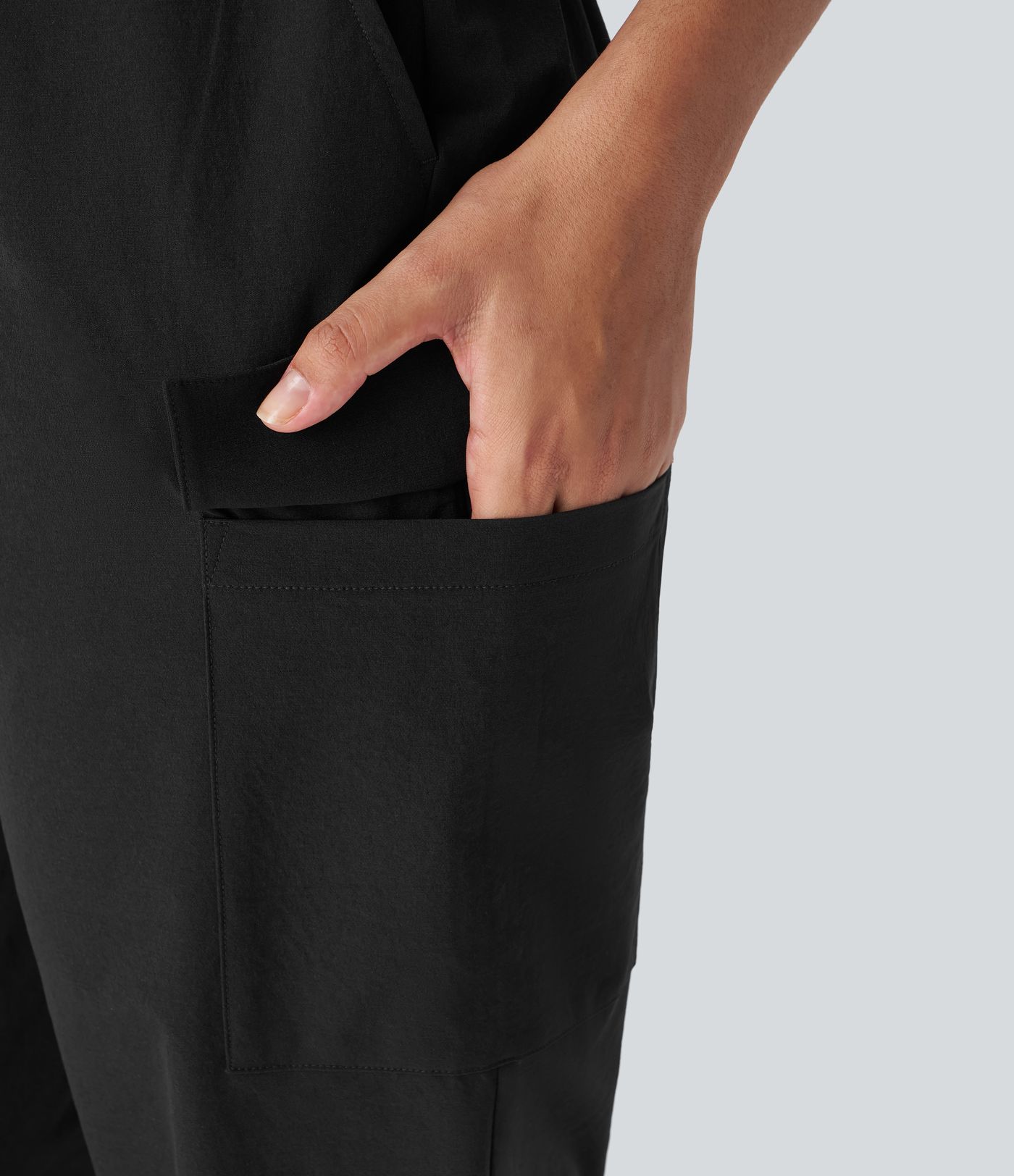 Sleeveless Drawstring Pockets Casual Cargo Jogger Jumpsuit