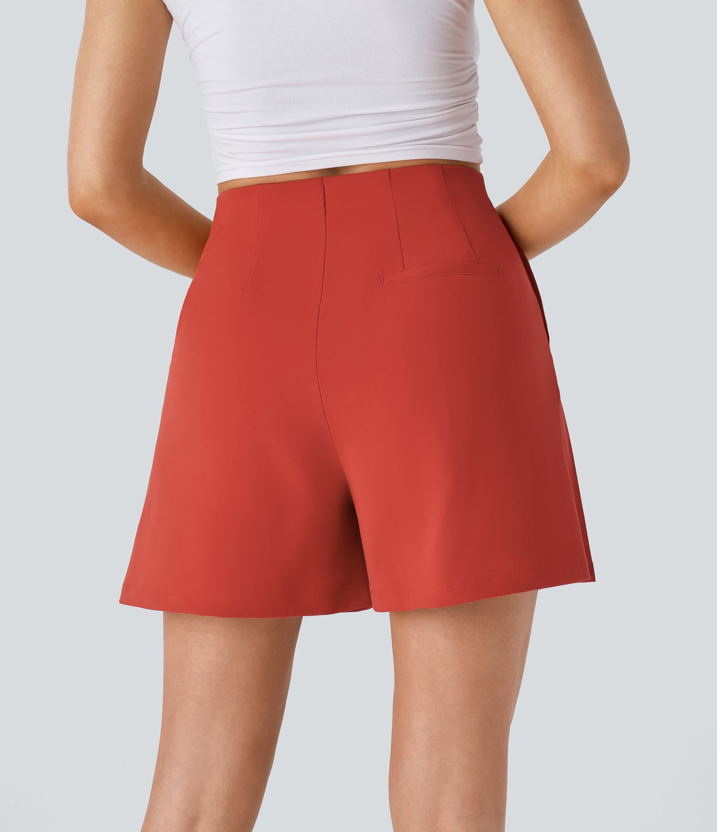 DayStretch High Waisted Decorative Pocket Pleated Casual Shorts