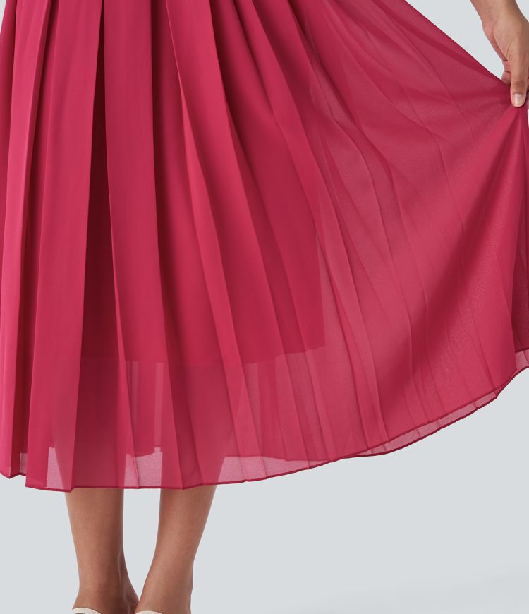 Falda midi plisada tiro alto