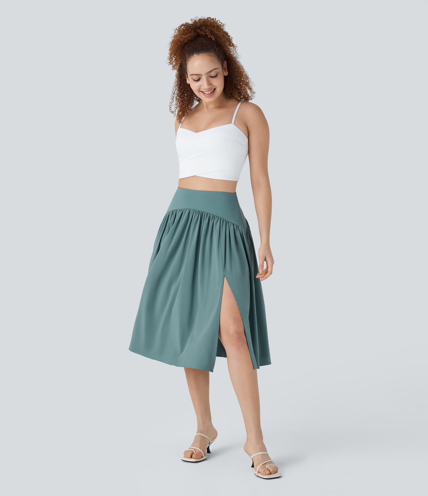 Breezeful™ High Waisted Flowy Quick Dry Midi Skirt